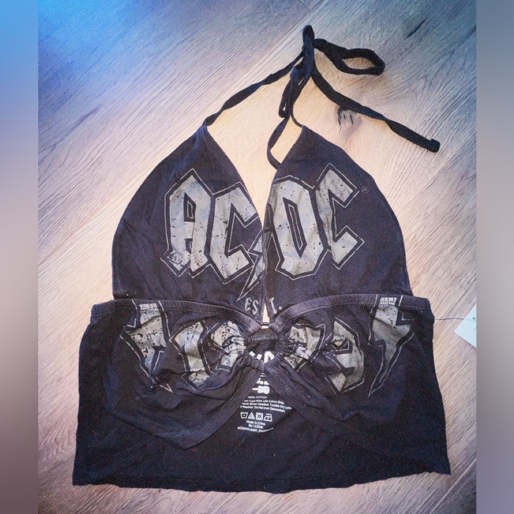 AC/DC tie up crop top
